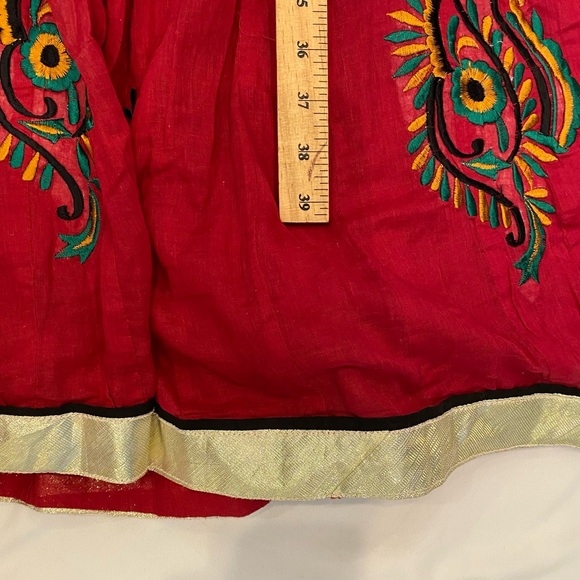 VTG Handmade Elegant Red Sleeveless Kurta Slip Dress - Picture 8 of 9